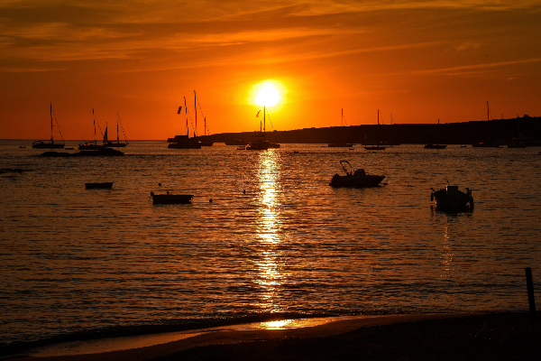 Sunset over the sea in Formentera, Balearic Islands.