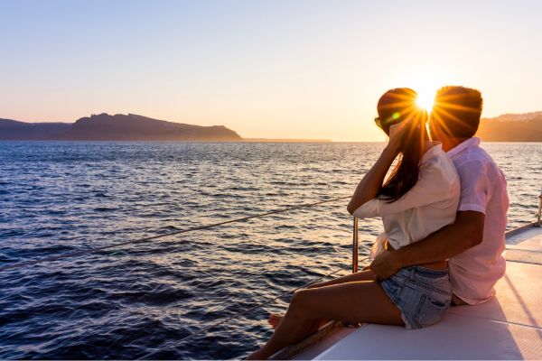 Couple on a yacht.